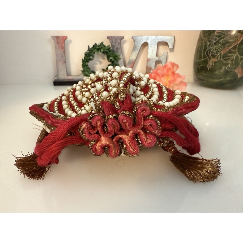 Beaded Vintage Reticule Bag Clutch Pouch Potli Bag Bridal Embroidered Purse 6X5 - Picture 15 of 16